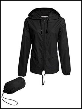 Women's Lightweight Waterproof Rain Jacket Packable Hooded Windbreaker
